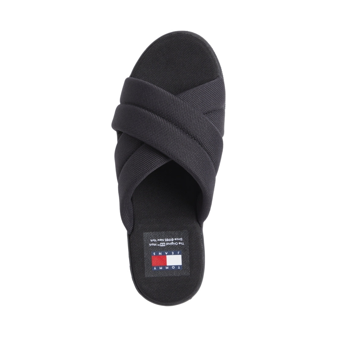 Tommy Jeans womens black lettering flatform sandal | Vilbury London