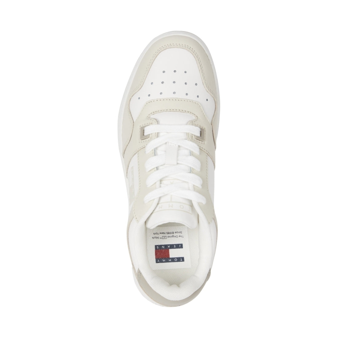 Tommy Jeans womens newsprint retro basket tonal logo trainers | Vilbury London