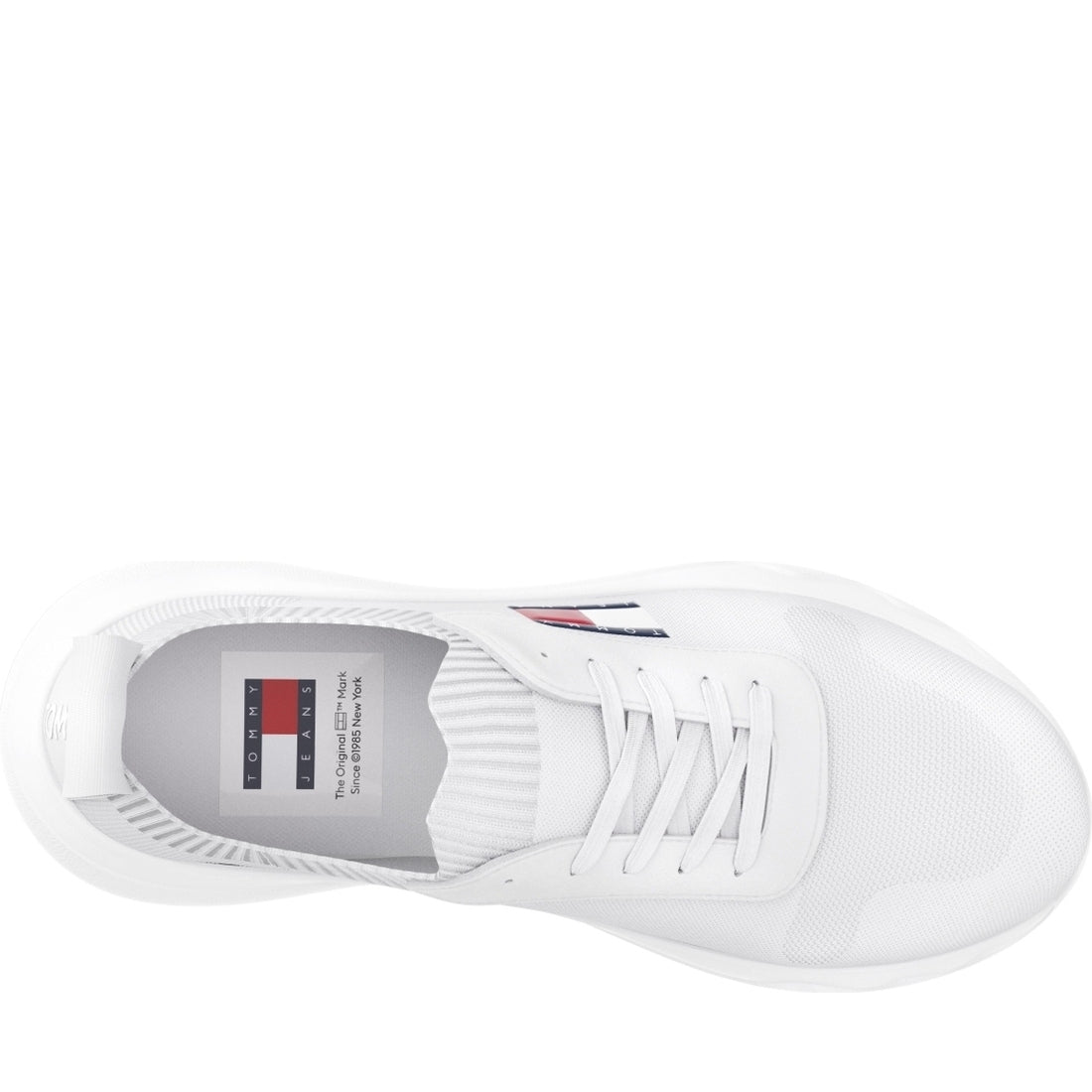 Tommy Jeans womens ecru knit leisure trainers | Vilbury London