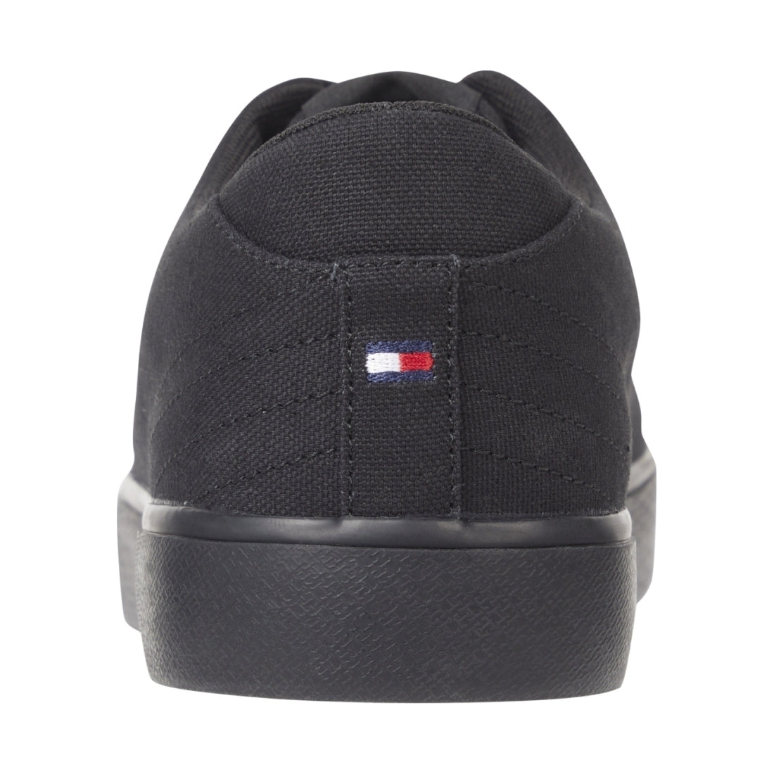 Tommy Hilfiger mens black vulc low canvas sneakers | Vilbury London