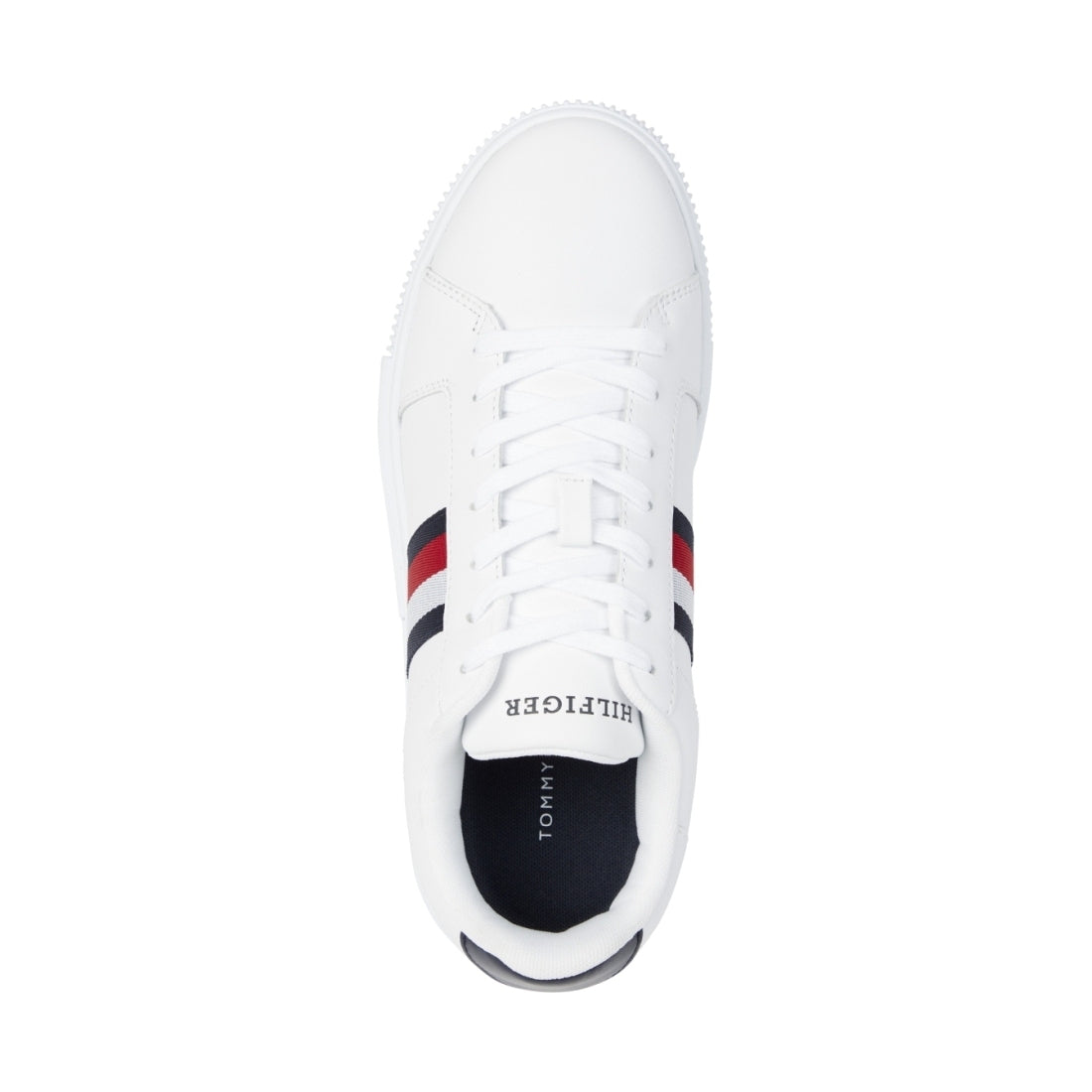 Tommy Hilfiger mens white supercup stripes leisure trainers | Vilbury London