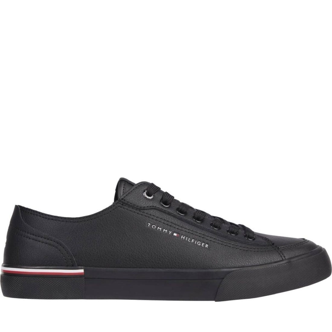 Tommy Hilfiger mens black corporate vulc leisure trainers | Vilbury London