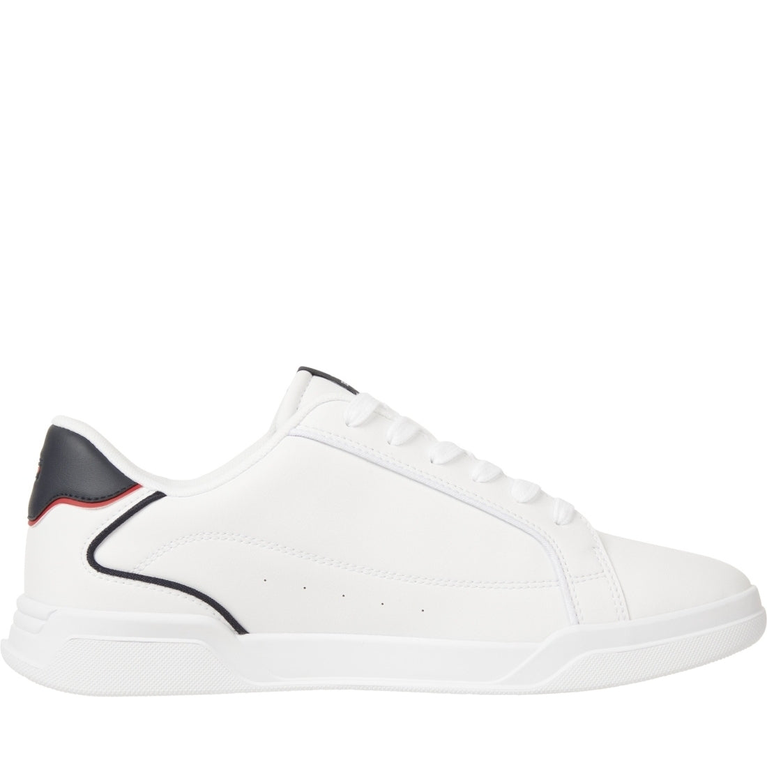 Tommy Hilfiger mens white lo cup detail leisure trainers | Vilbury London