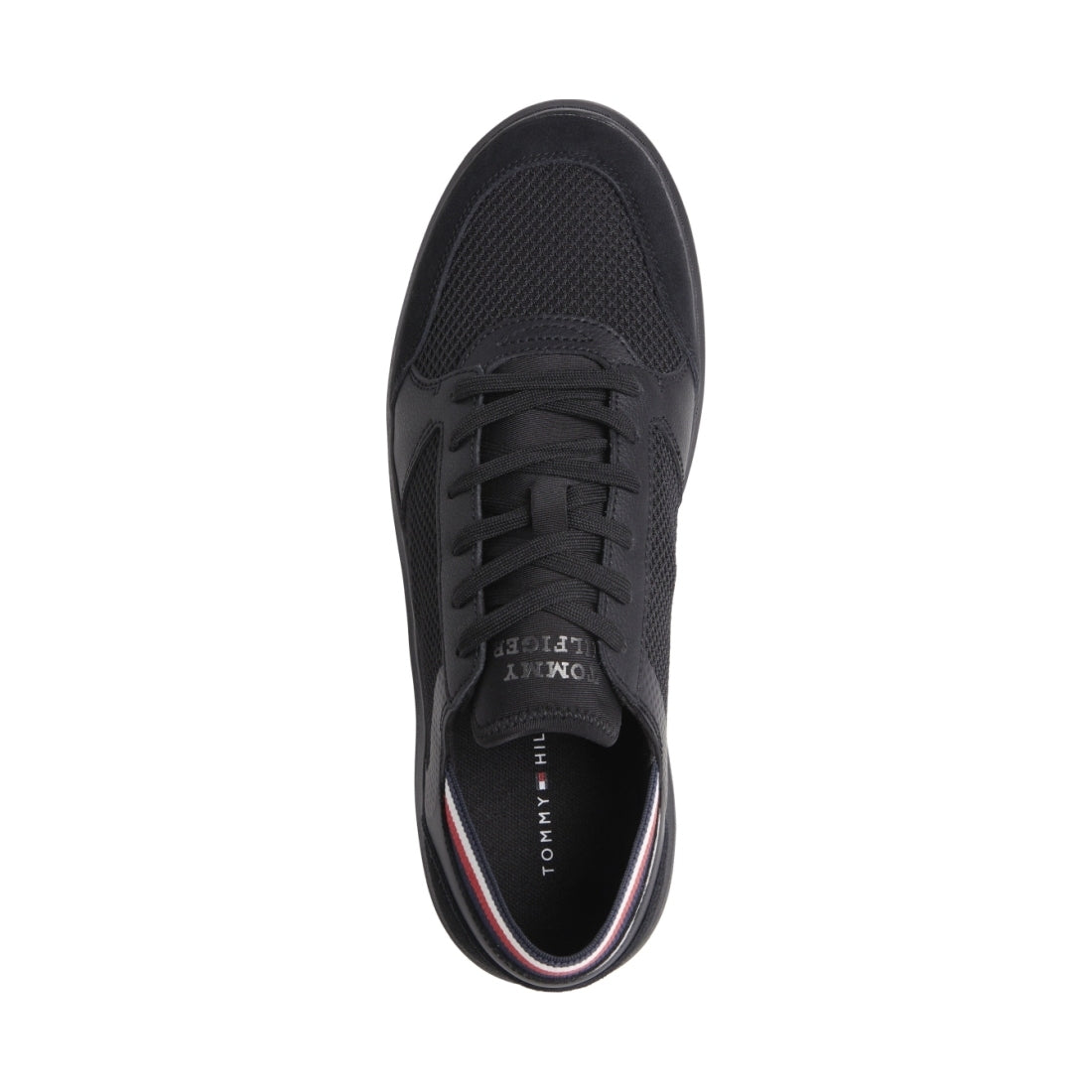 Tommy Hilfiger mens black lightweight seasonal leisure trainers | Vilbury London