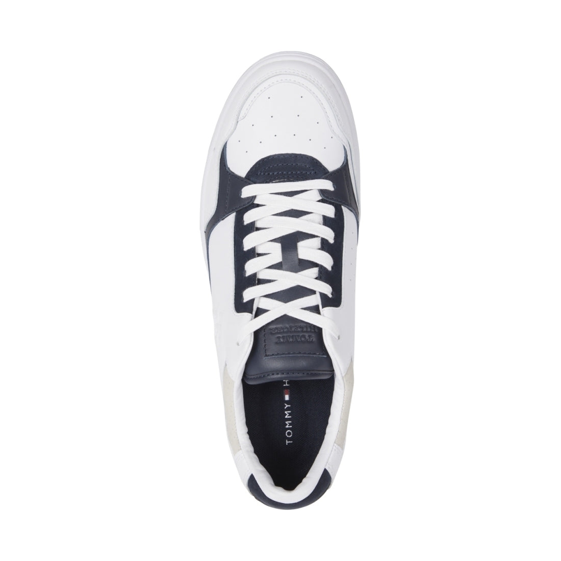 Tommy Hilfiger mens white basket best locker trainers | Vilbury London