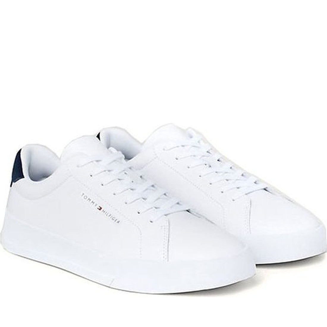 Tommy Hilfiger mens white, desert sky court leisure trainers | Vilbury London