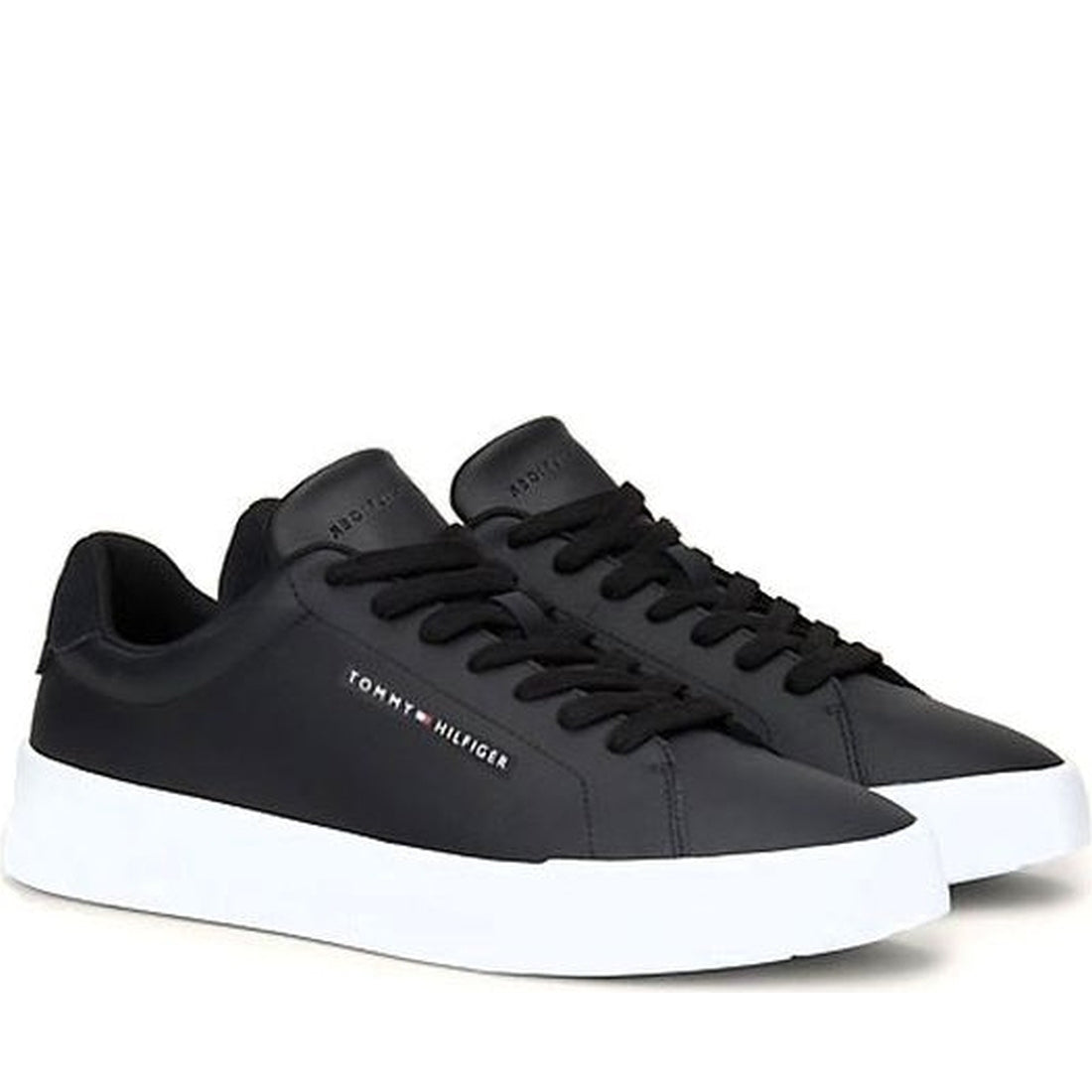 Tommy Hilfiger mens black court leisure trainers | Vilbury London