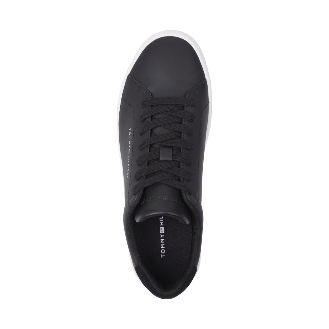 Tommy Hilfiger mens black court leisure trainers | Vilbury London