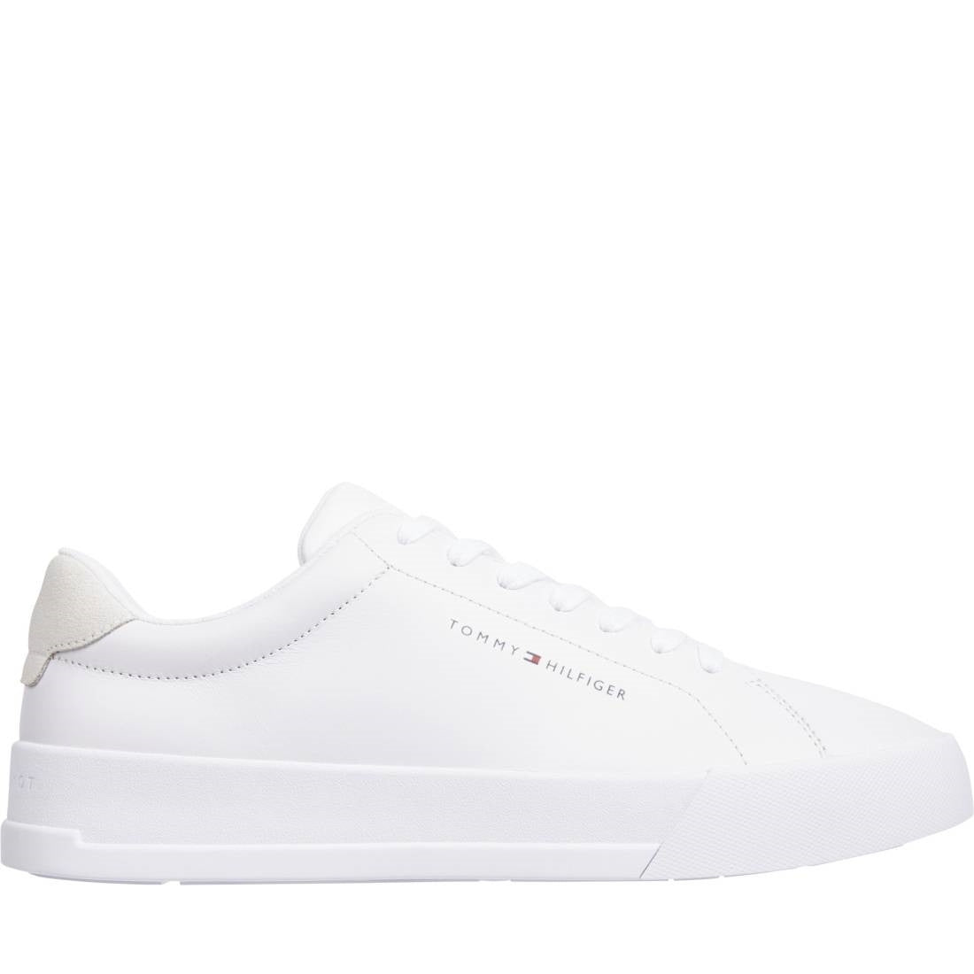 Tommy Hilfiger mens white court leisure trainers | Vilbury London