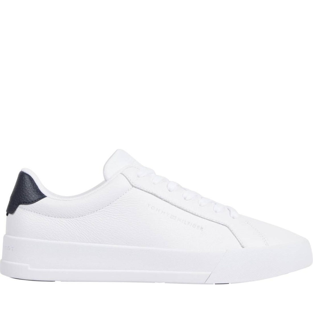 Tommy Hilfiger mens white court better tumbled leisure trainers | Vilbury London