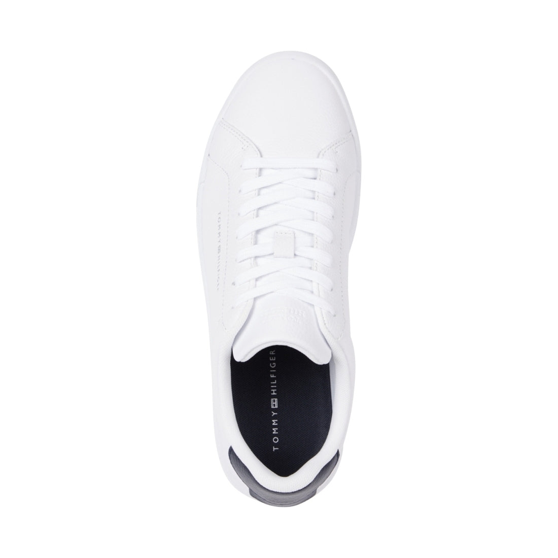 Tommy Hilfiger mens white court better tumbled leisure trainers | Vilbury London