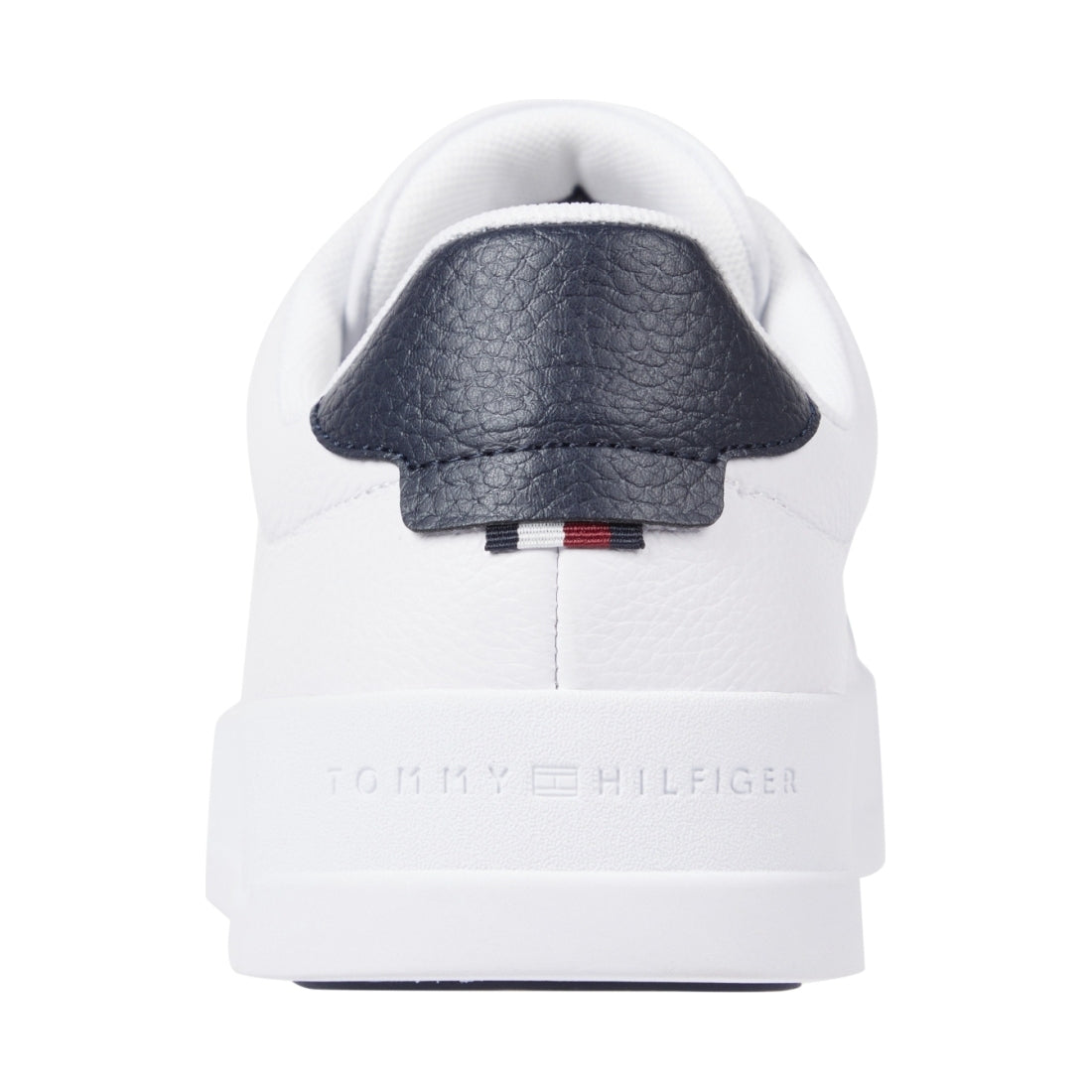 Tommy Hilfiger mens white court better tumbled leisure trainers | Vilbury London