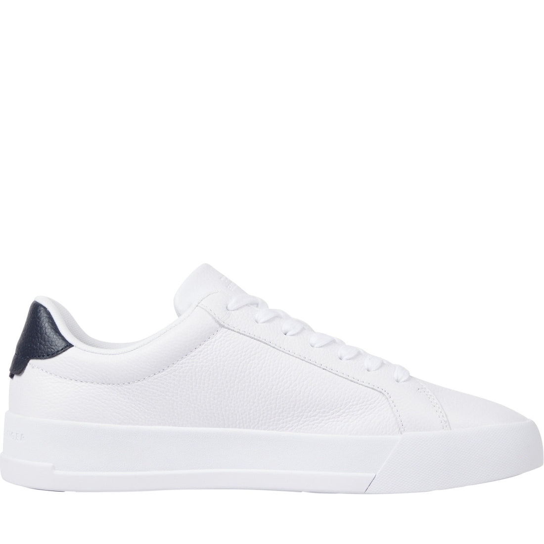 Tommy Hilfiger mens white court better tumbled leisure trainers | Vilbury London