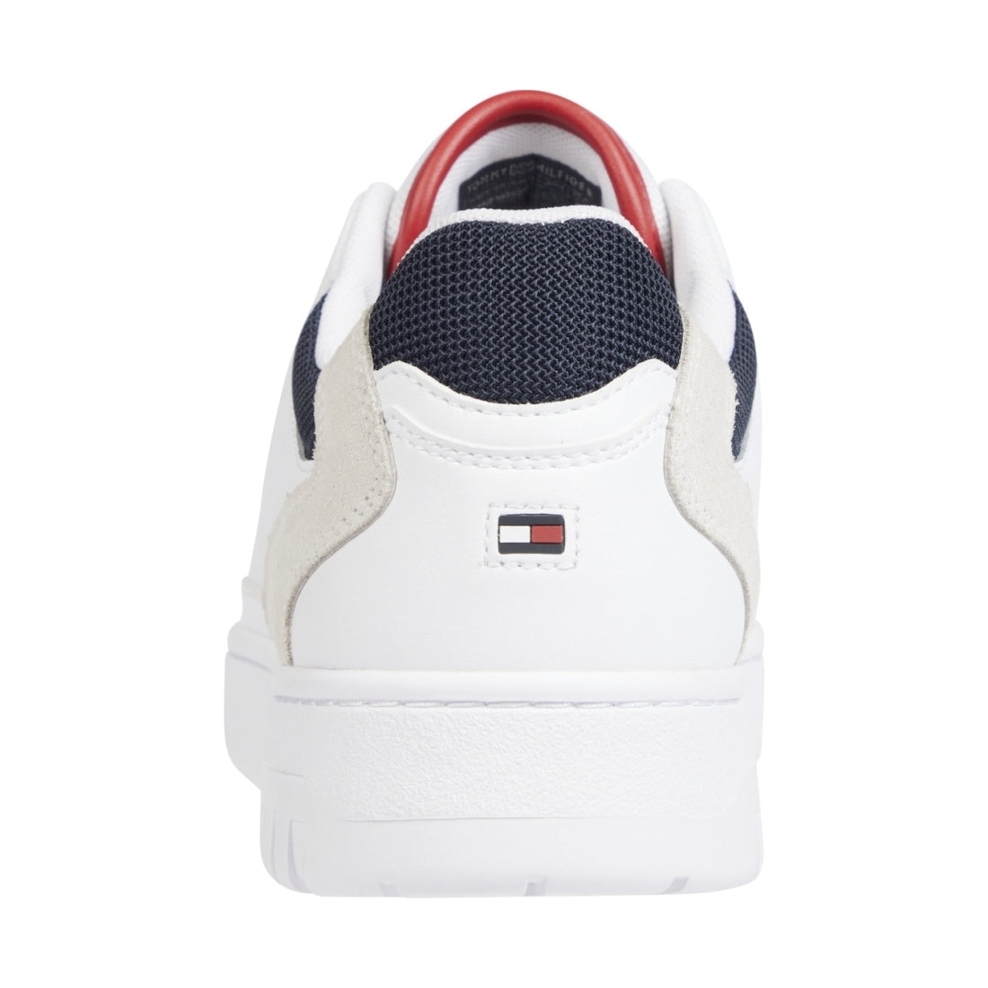 Tommy Hilfiger mens white basket core mix trainers | Vilbury London