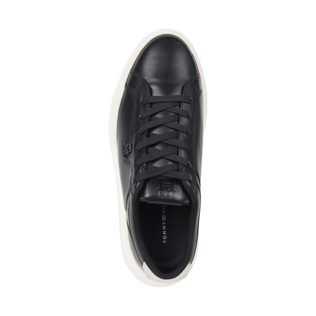 Tommy Hilfiger womens black pointy court sneaker | Vilbury London