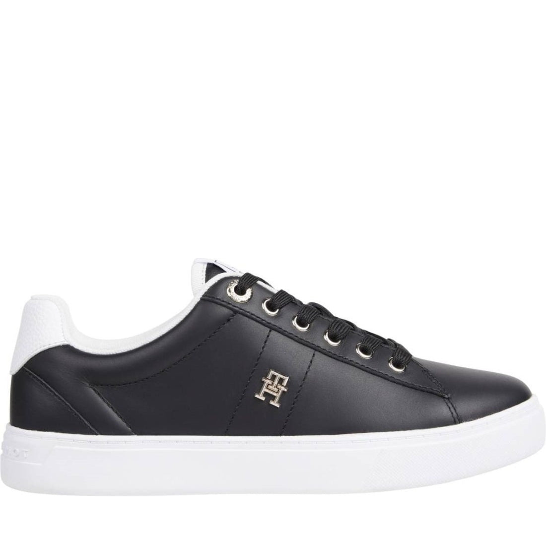 Tommy Hilfiger womens black essential elevated sneaker | Vilbury London