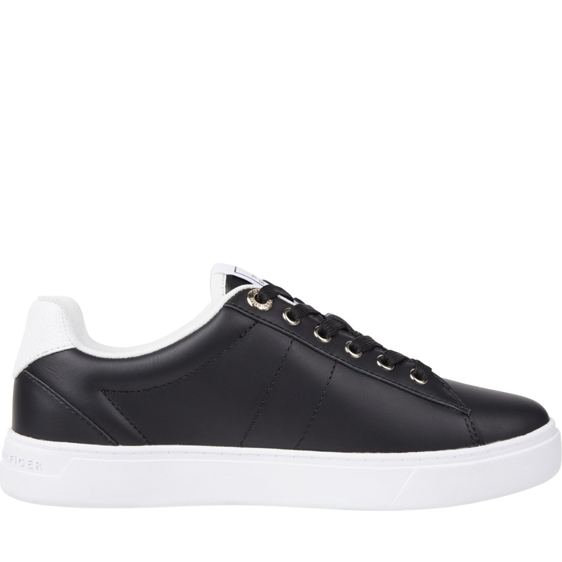 Tommy Hilfiger womens black essential elevated sneaker | Vilbury London