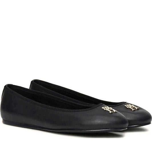 Tommy Hilfiger womens black casual closed ballerina | Vilbury London