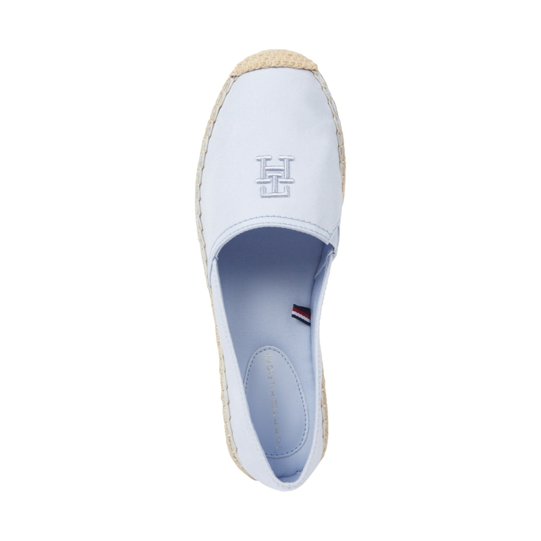 Tommy Hilfiger womens breezy blue embroidered flat espadrille | Vilbury London