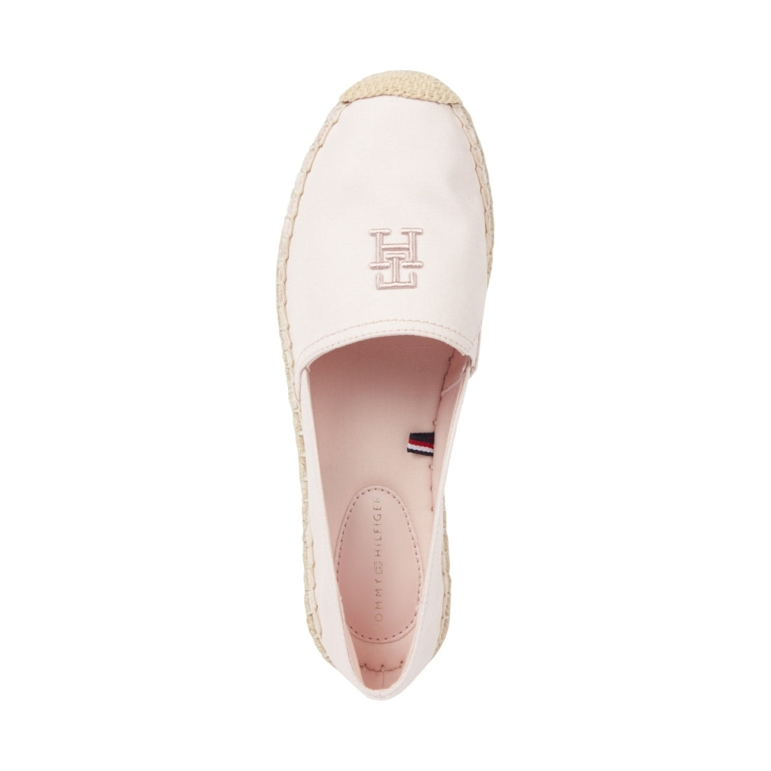 Tommy Hilfiger womens whimsy pink embroidered flat espadrille | Vilbury London