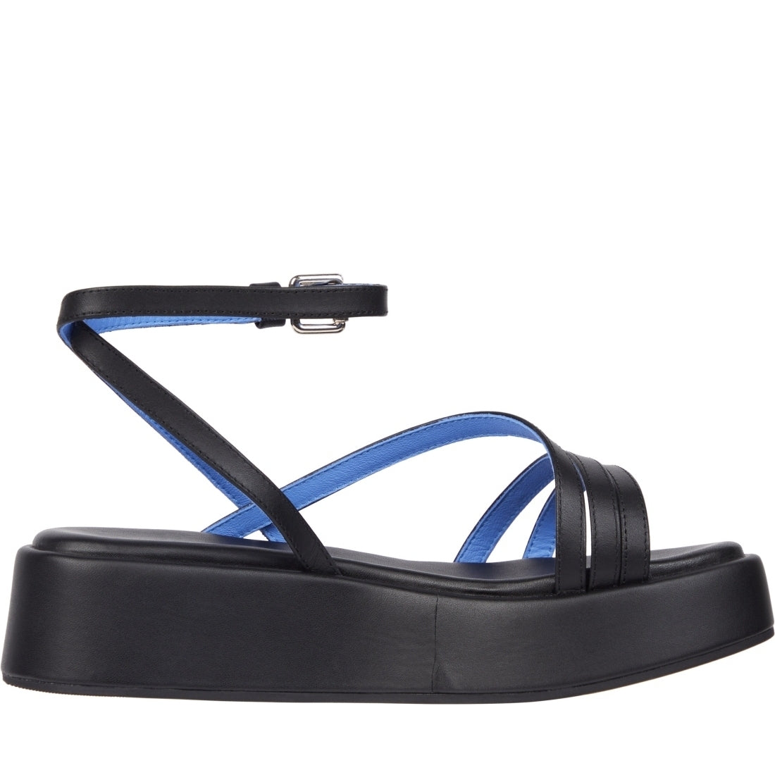 Tommy Hilfiger womens black strap platform sandals | Vilbury London