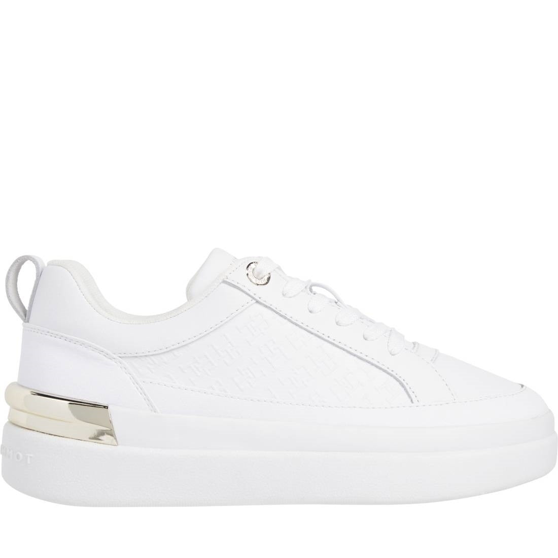 Tommy Hilfiger womens white lux court sneaker | Vilbury London