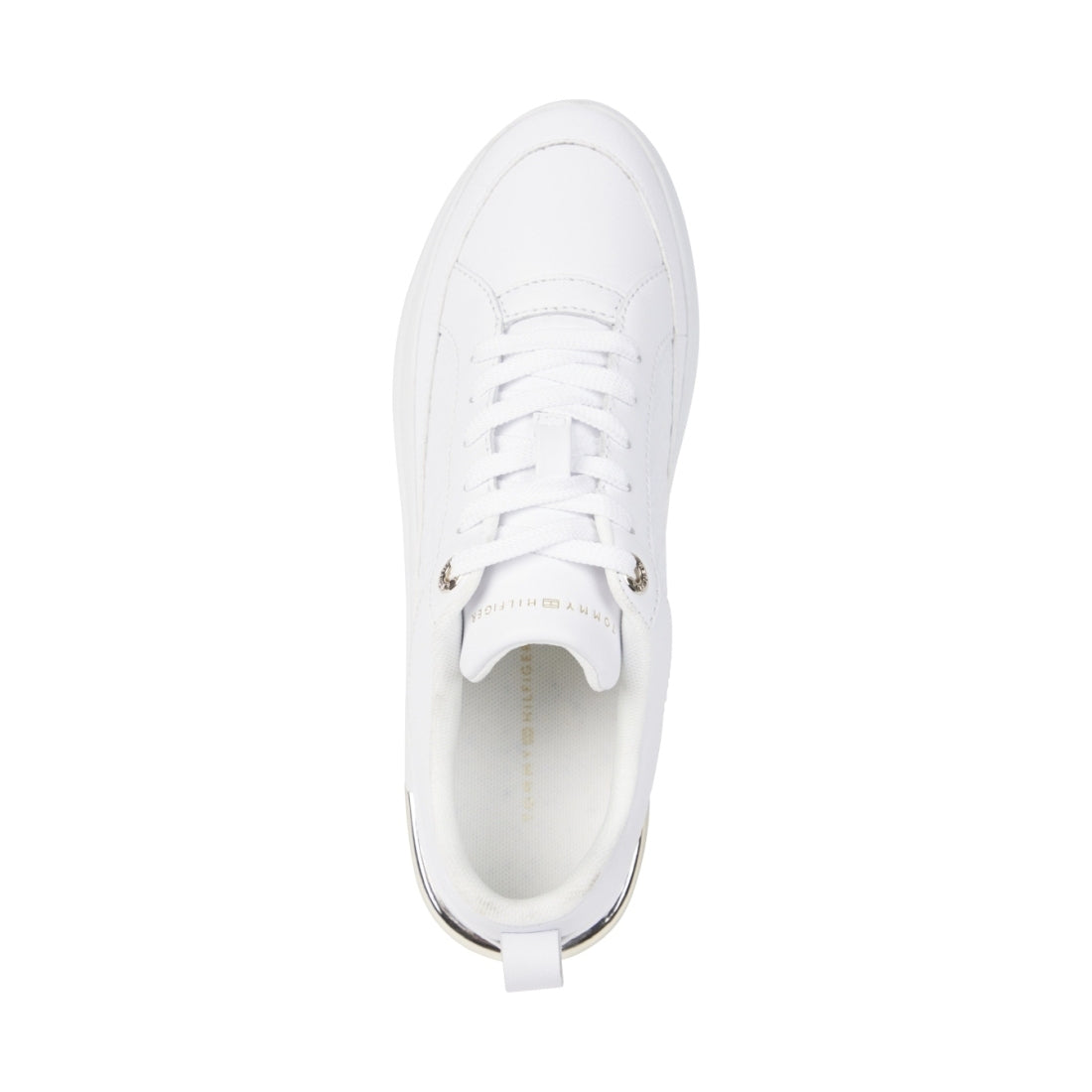 Tommy Hilfiger womens white lux court sneaker | Vilbury London