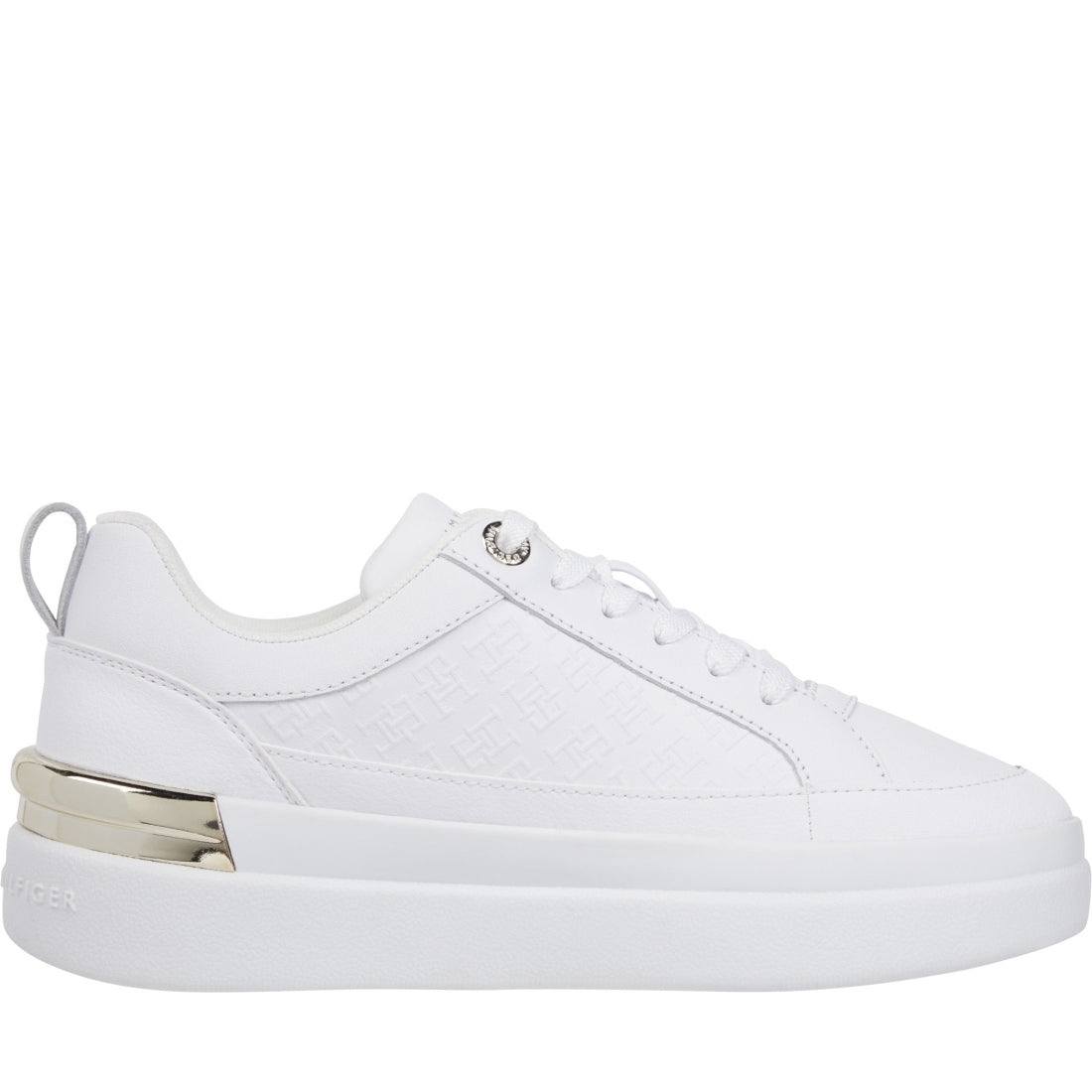 Tommy Hilfiger womens white lux court sneaker | Vilbury London