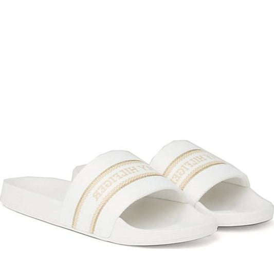 Tommy Hilfiger womens ecru poolslide with webbing | Vilbury London