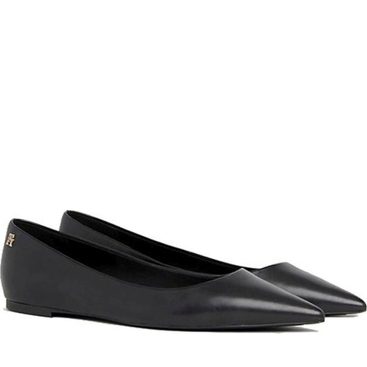 Tommy Hilfiger womens black essential pointed ballerina | Vilbury London