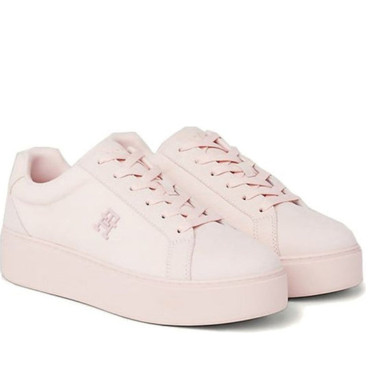 Tommy Hilfiger womens whimsy pink platform court sneaker | Vilbury London