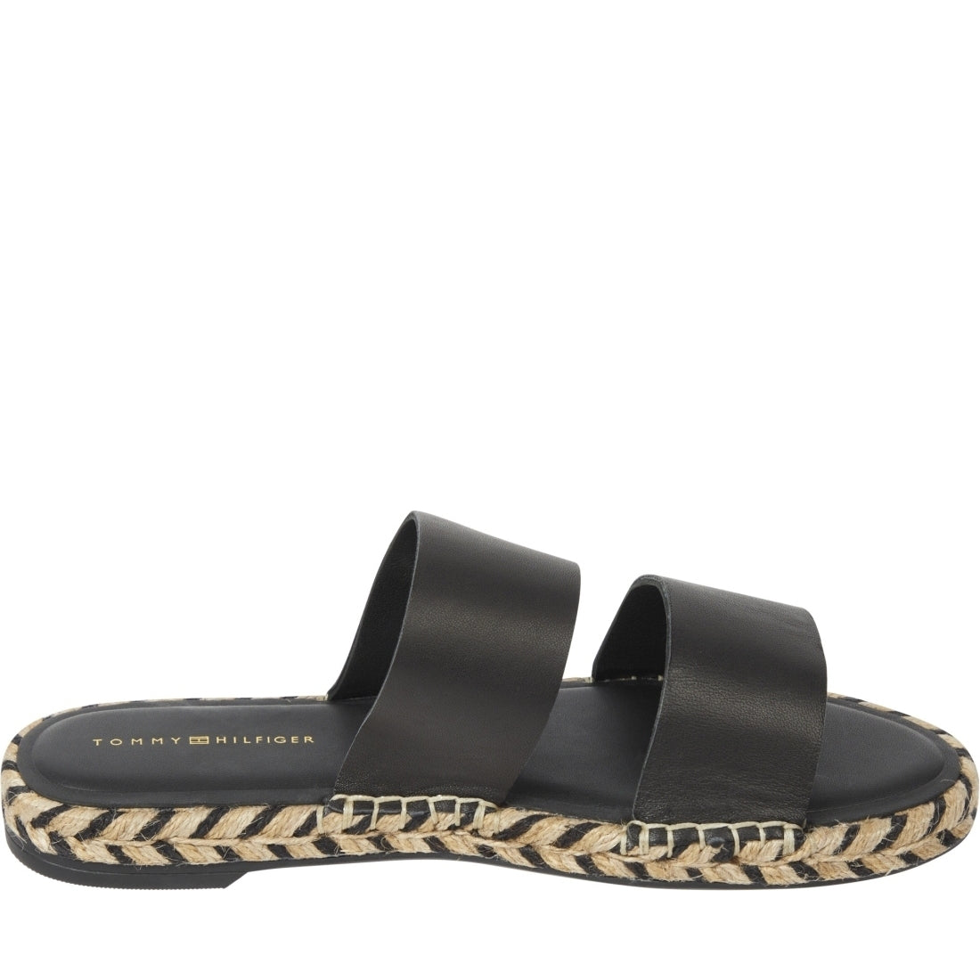 Tommy Hilfiger womens black flat sandal | Vilbury London