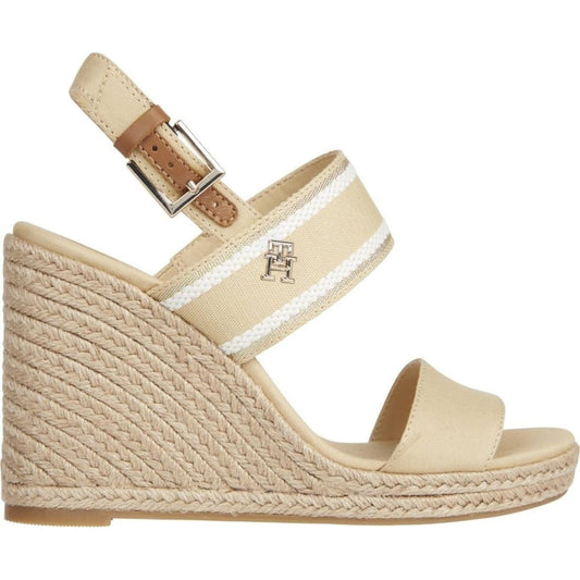 Tommy Hilfiger womens harvest wheat webbing high wedge sandal | Vilbury London