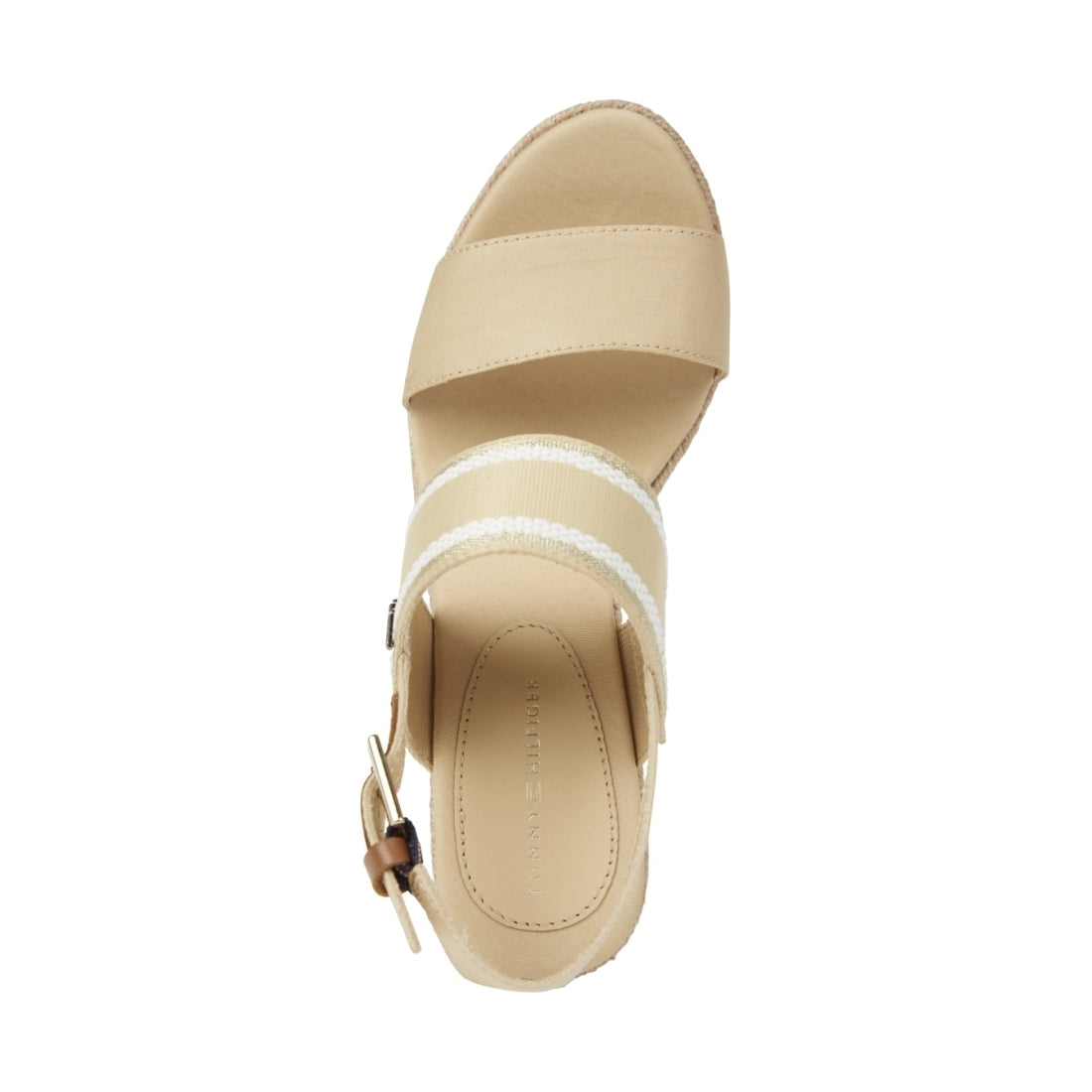 Tommy Hilfiger womens harvest wheat webbing high wedge sandal | Vilbury London