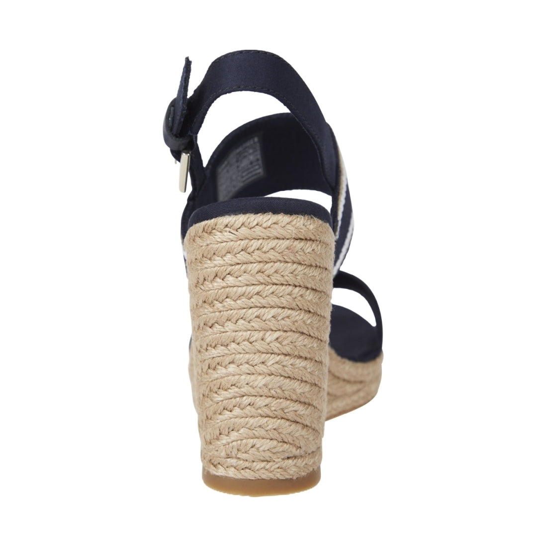 Tommy Hilfiger womens space blue webbing high wedge sandal | Vilbury London