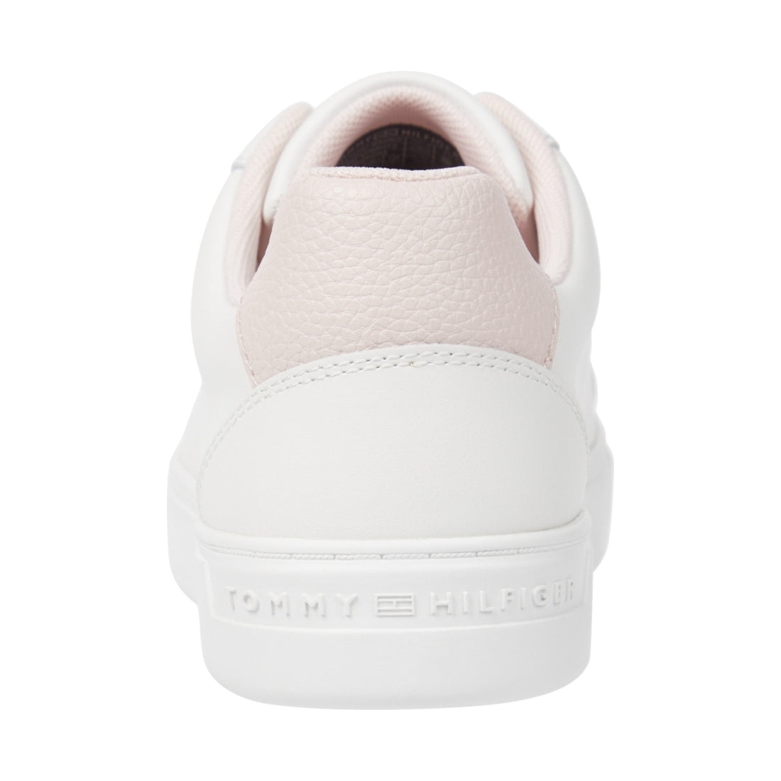 Tommy Hilfiger womens ecru, whimsy pink flag court sneaker | Vilbury London