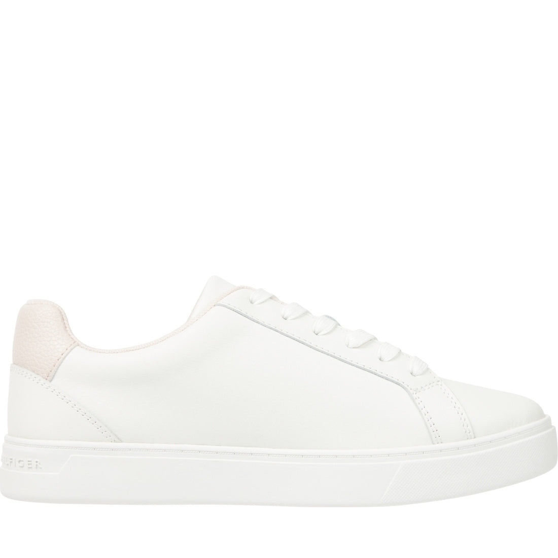 Tommy Hilfiger womens ecru, whimsy pink flag court sneaker | Vilbury London