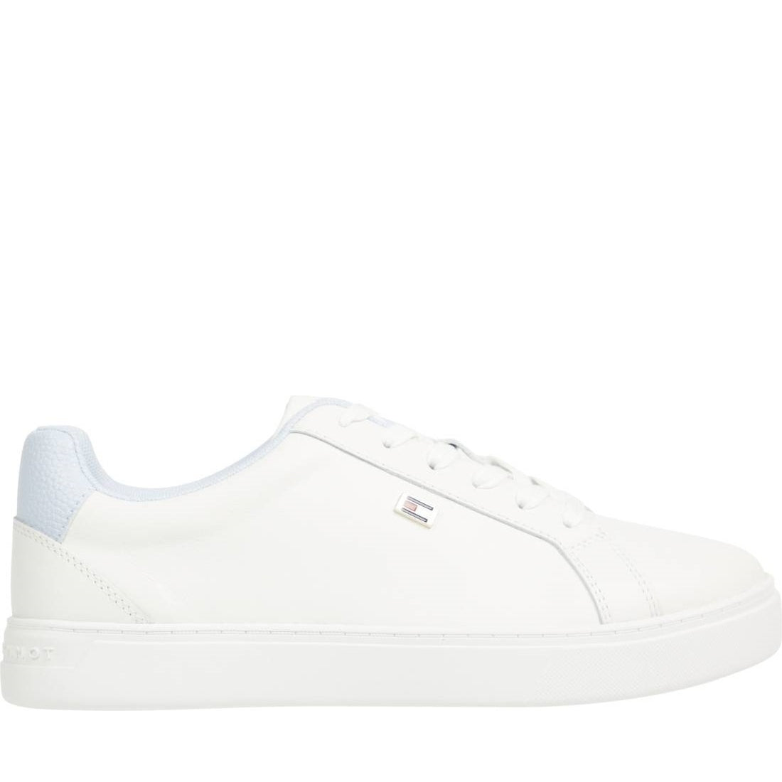 Tommy Hilfiger womens ecru, breezy blue flag court sneaker | Vilbury London