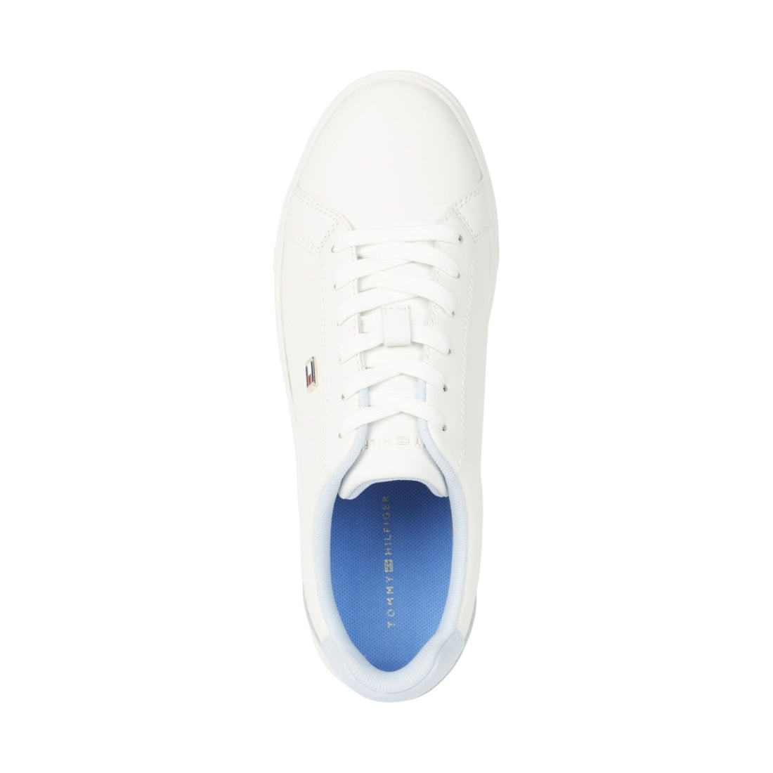 Tommy Hilfiger womens ecru, breezy blue flag court sneaker | Vilbury London