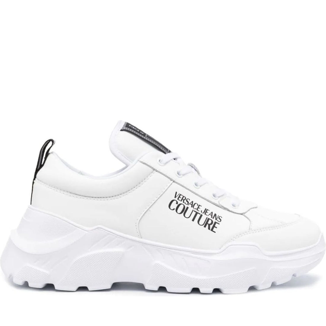 Versace Jeans Couture mens white fondo speedtrack sneakers | Vilbury London