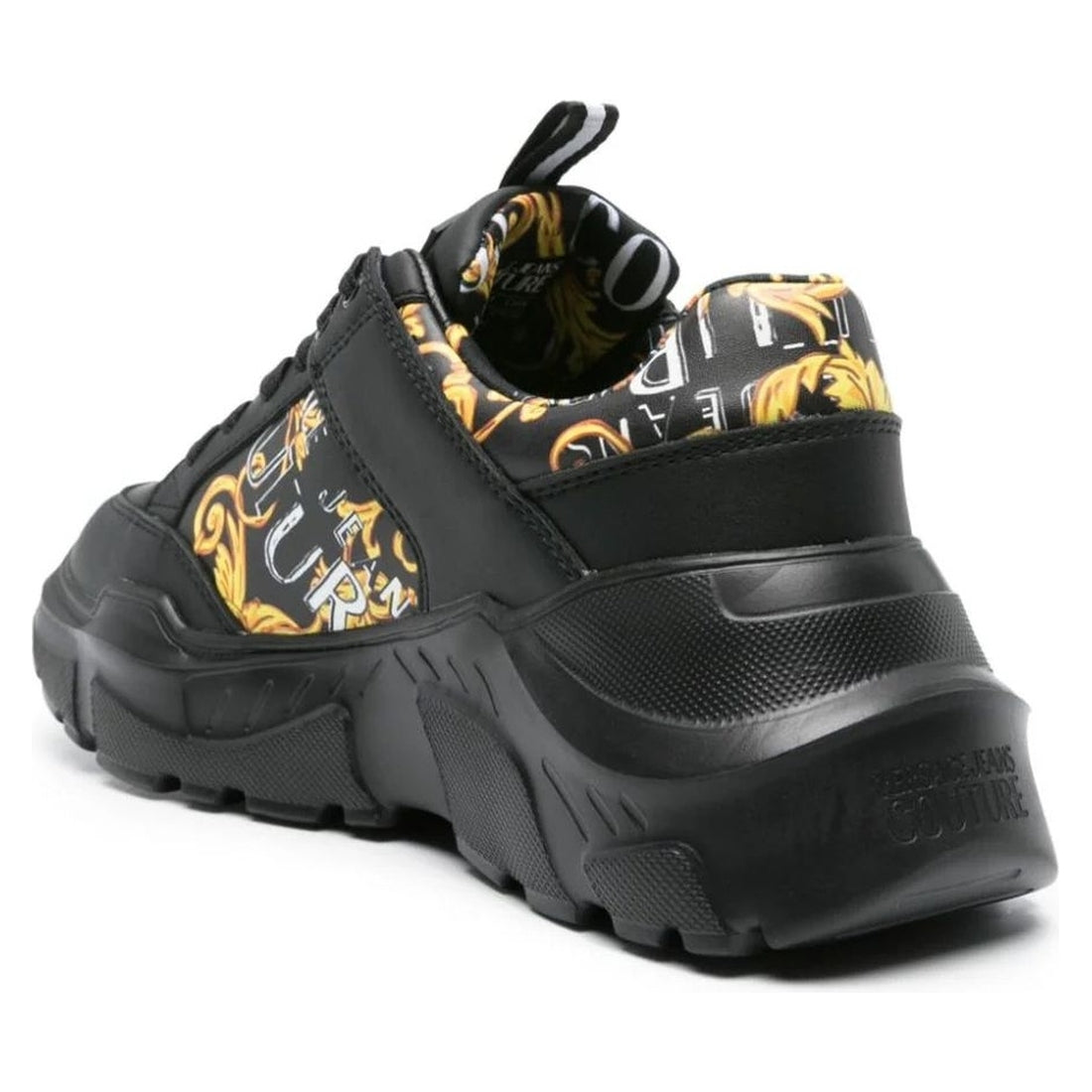 Versace Jeans Couture mens black, gold fondo speedtrack sneakers | Vilbury London