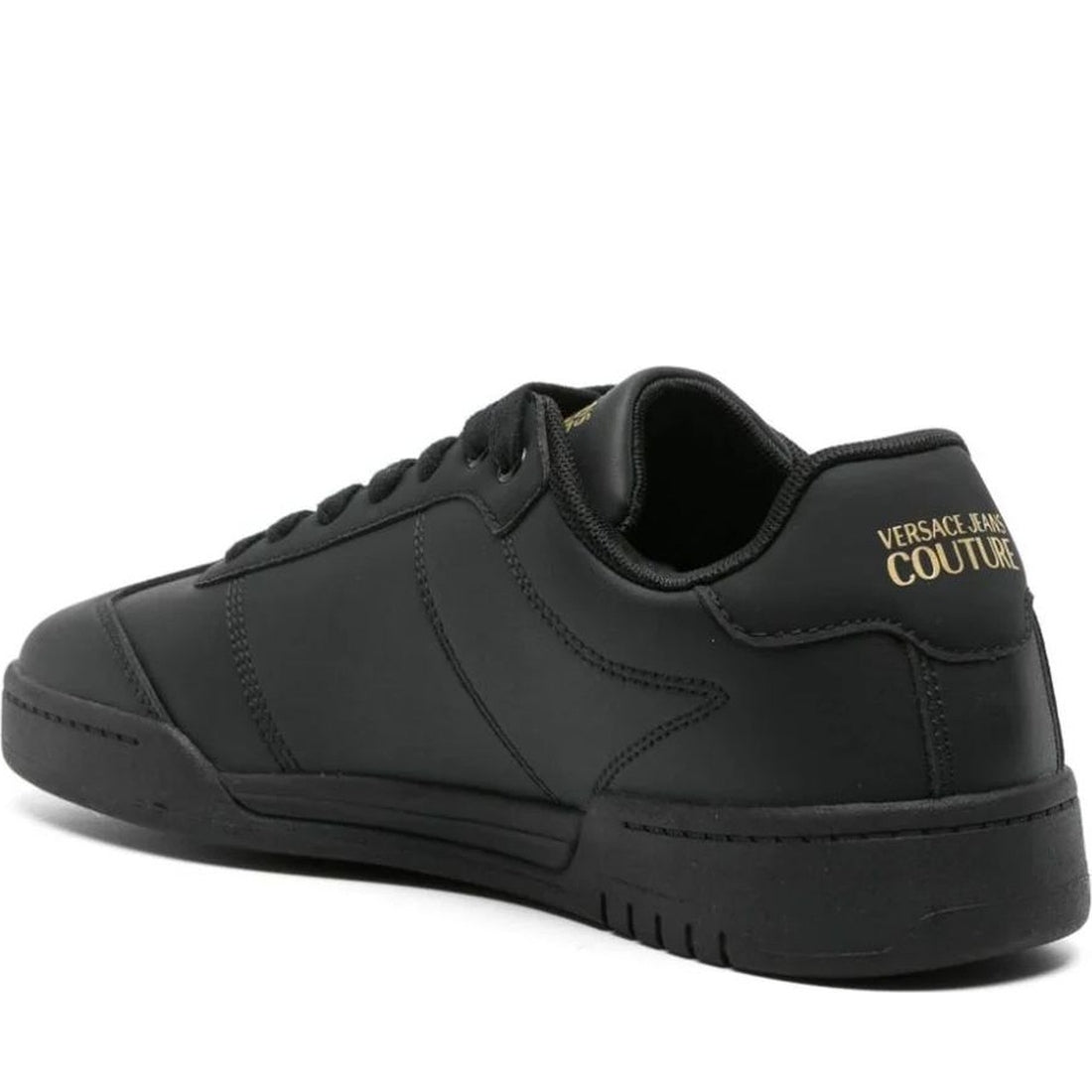 Versace Jeans Couture mens black, gold fondo brooklyn sneakers | Vilbury London