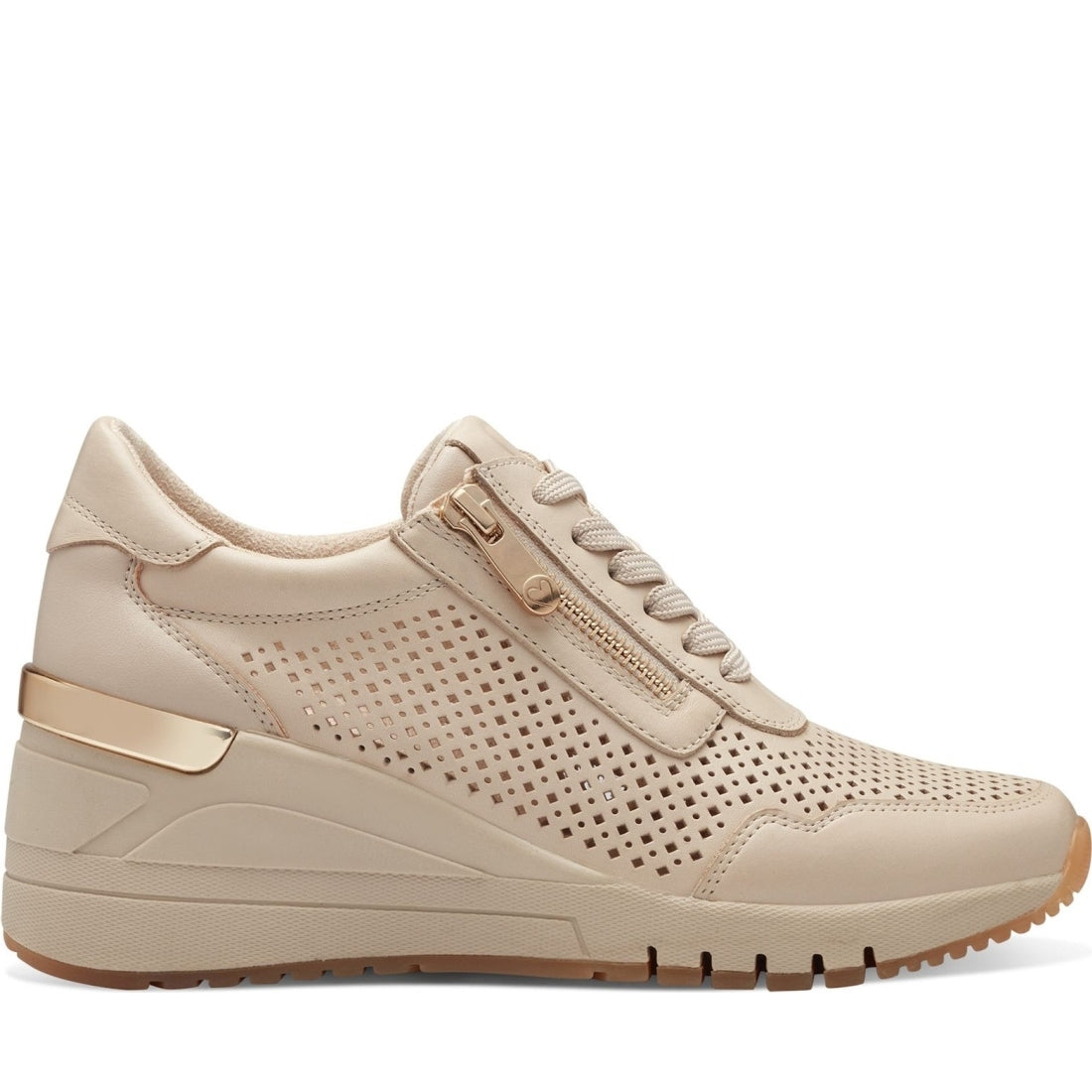 Marco Tozzi womens cream magana trainers | Vilbury London