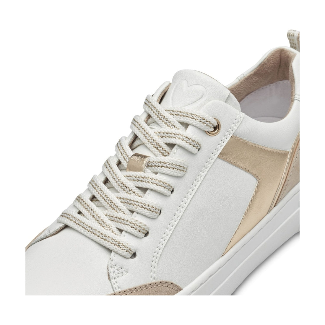 Marco Tozzi womens white, dune ago trainers | Vilbury London