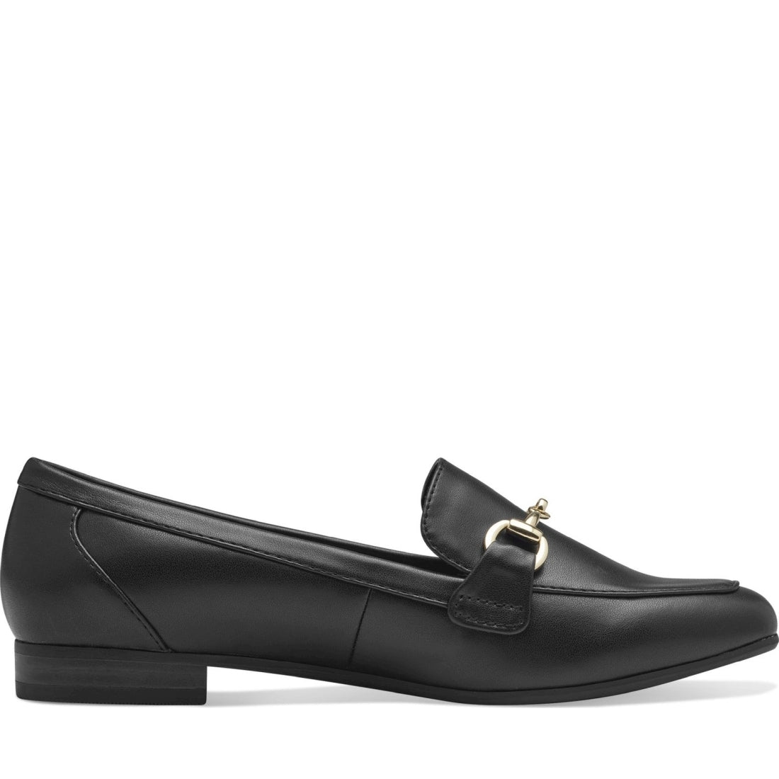 Marco Tozzi womens black, gold sopi loafers | Vilbury London