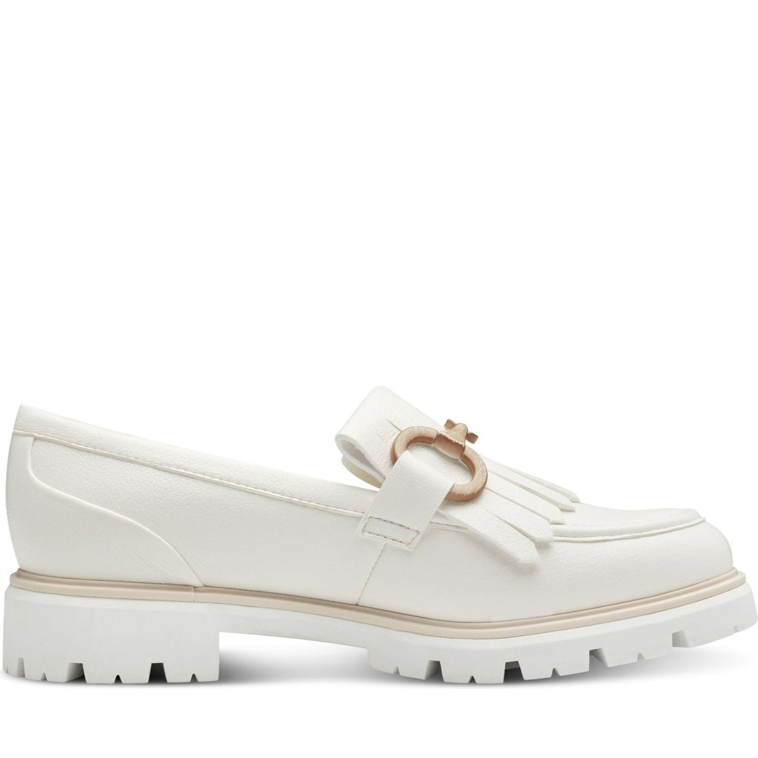 Marco Tozzi womens white bello loafers | Vilbury London