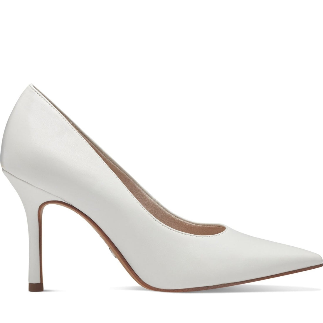 Tamaris womens white matt classic closed pumps | Vilbury London