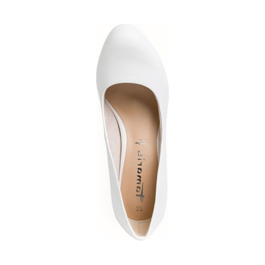 Tamaris womens white matt classic closed pumps | Vilbury London