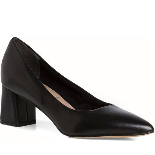 Tamaris womens black leather classic closed pumps | Vilbury London