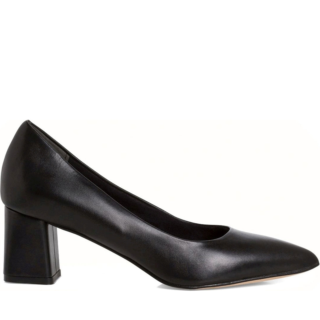 Tamaris womens black leather classic closed pumps | Vilbury London